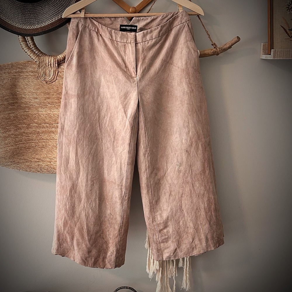 Karl Lagerfeld Paris culotte wide leg pants, linen blend size 2